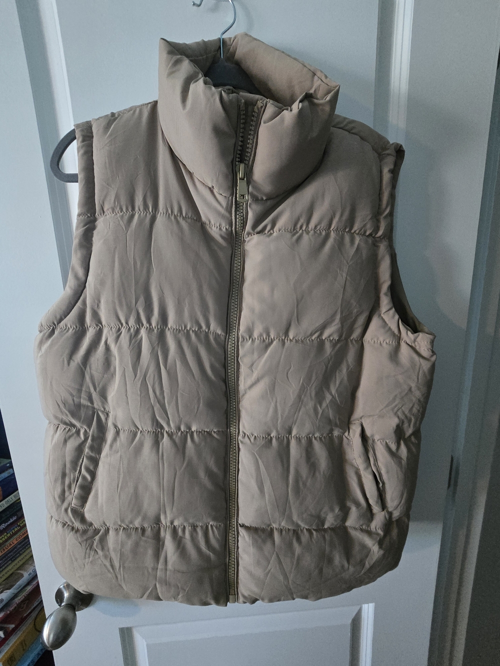 Womans Tan Quilted Puffer Vest - Lightweight Insulated Vest